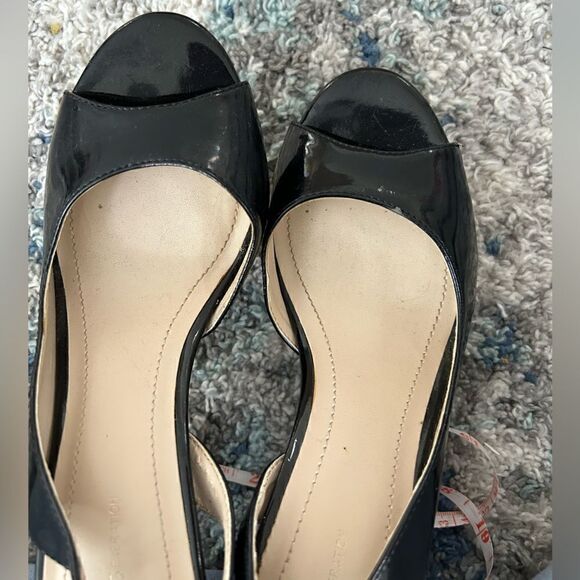 BCBGeneration Black Patent Leather Open Toed High Heels Shoes - Picture 9 of 11